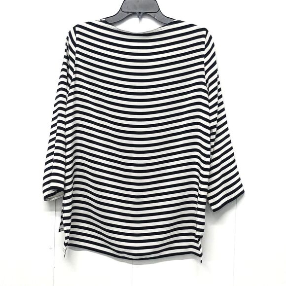 MaxMara 100% Silk Hi-Lo Black and White Striped Blouse Top Size 8 - Picture 4 of 4